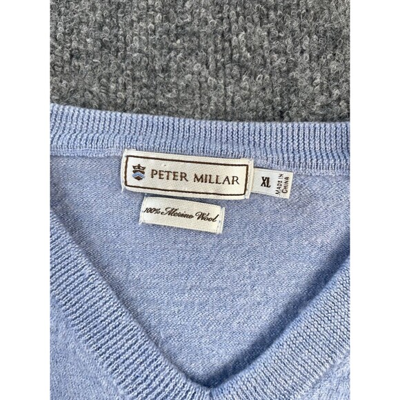 Peter Millar Sweater Womens XL Blue Merino Wool V-Neck Pinehurst Resort Golf - Picture 4 of 15